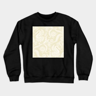 Cream on Light Yellow  Classy Medieval Damask Swans Crewneck Sweatshirt